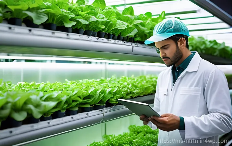 농업 분야 생명공학의 최신 동향 - **Prompt:** A wide, bright shot of a modern, expansive field or a large, high-tech greenhouse filled...